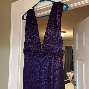 Lulus Spotlight on You Blue and Pink Metallic Maxi Dress, medium, NWOT
